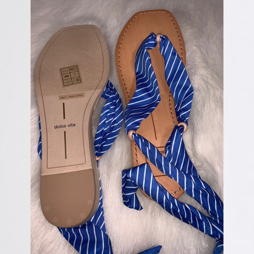 Dolce Vita Henlee (Blue) Ribbon Bandanna Tie Ankle Sandals - Picture 7 of 8